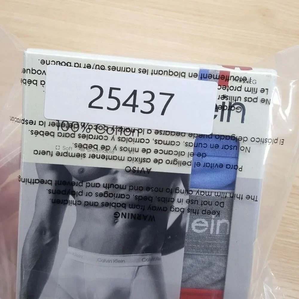 CALVIN KLEIN Boxer Briefs Mens XL Red Blue Grey 3-Pack 100% Cotton Logo